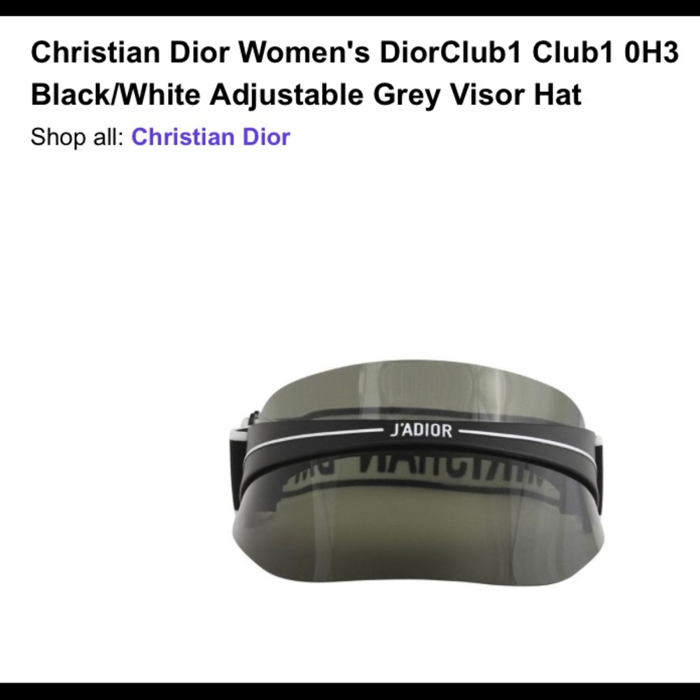 Christian Dior Women's DiorClub1 Black/White Adjustable Grey Visor Hat